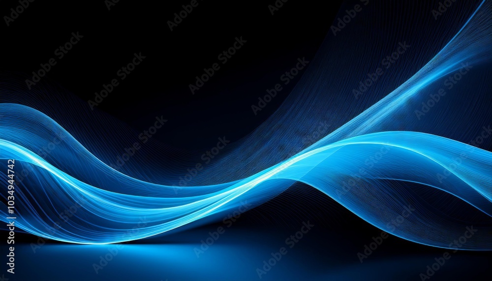 Abstract Blue Waves on a Black Background Abstract Blue Waves on a Black Background