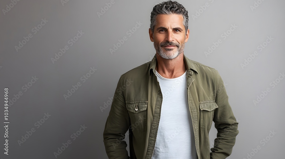 Obraz premium Portrait of a Smiling Man in a Green Shirt