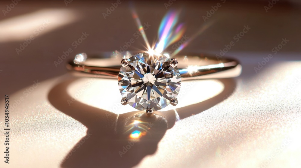 Sparkling Diamond Ring on Soft Background