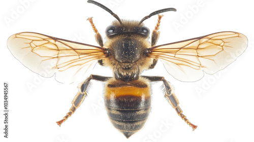 view of a honeybee with visible fuzz photo