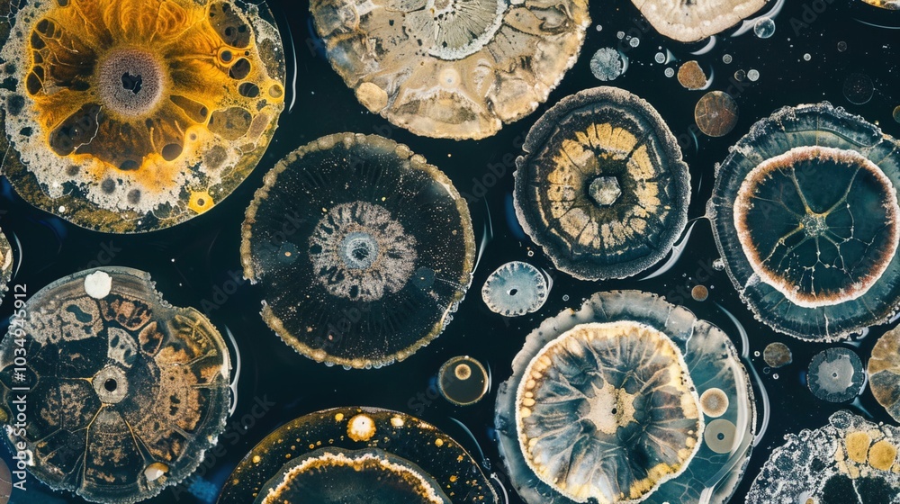 Ancient microbes under microscope reveal intricate cellular structures, showcasing their mysterious and ancient nature, ideal for scientific and educational content. Ancient microbes under microscope reveal intricate cellular structures, showcasing their mysterious and ancient nature, ideal for scientific and educational content.