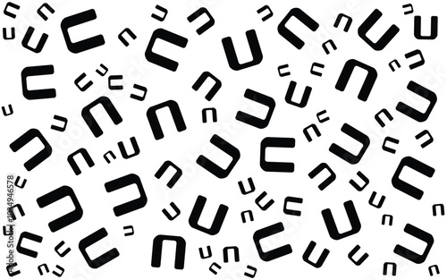Alphabet Memphis Pattern Abstract Element Background with Black and white colors