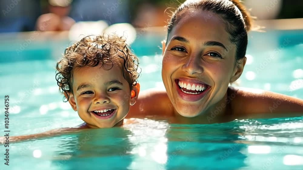 Mother and child enjoying themselves in the water together. Mother and child enjoying themselves in the water together.