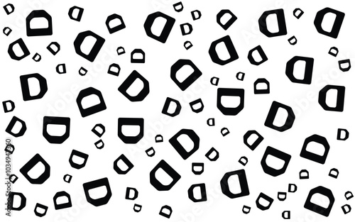 Alphabet Memphis Pattern Abstract Element Background with Black and white colors