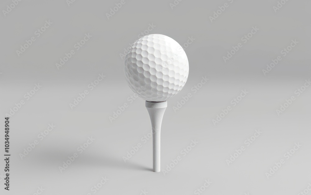 Golf ball standing on a tee isolated on grey background. Golf ball standing on a tee isolated on grey background.