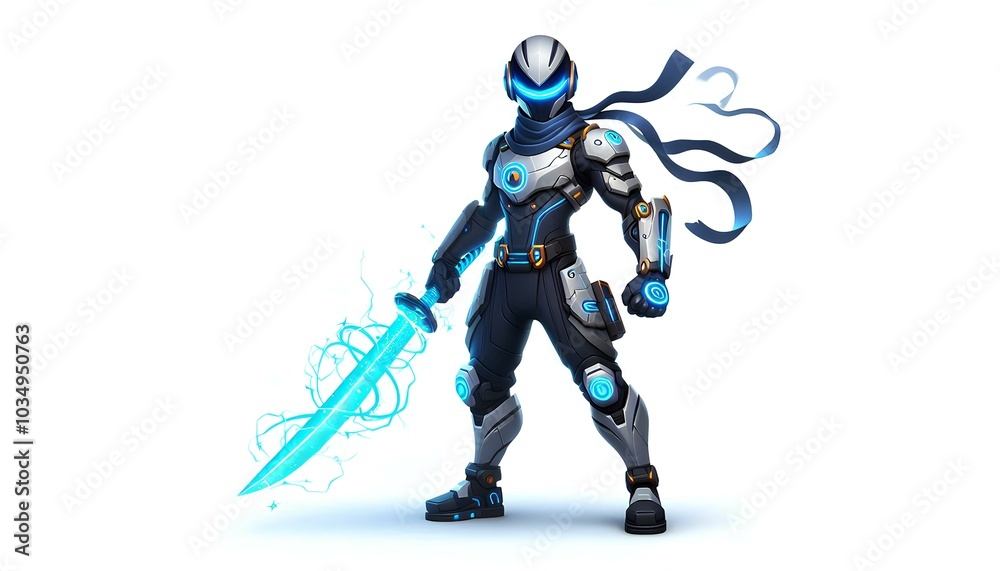 Cartoon Style Ninja Master of the Energy Katana Cartoon Style Ninja Master of the Energy Katana