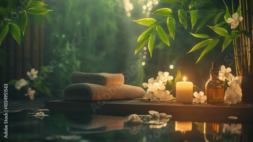Tranquil Spa Escape Discover the Serenity of Nature with Bamboo Candles and Aromatic Oils in a Relaxing Atmosphere