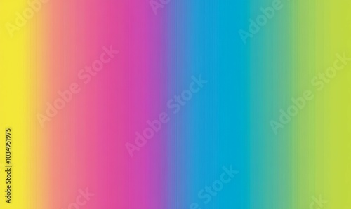 Rainbow gradient background with vertical stripes.