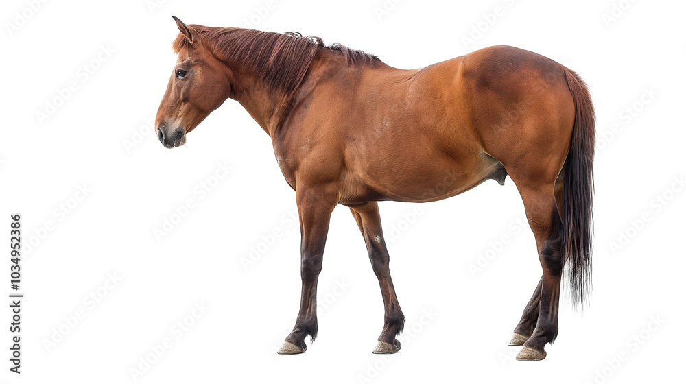 Brown Horse Standing on White Background Brown Horse Standing on White Background