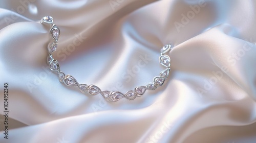 Elegant Silver Bracelet on Soft Satin Fabric