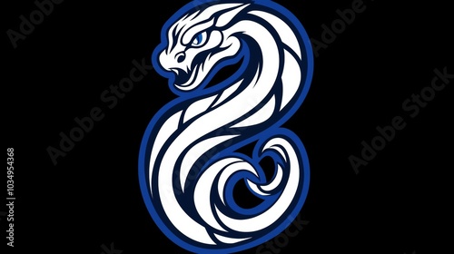 Powerful Blue and White Dragon Tribal Logo Symbol for Brand Identity and Corporate Design