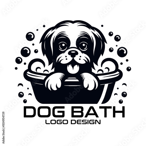 Dog Bath Vector Logo Design