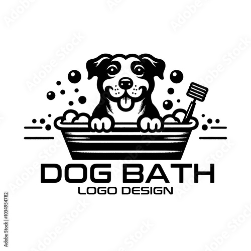 Dog Bath Vector Logo Design