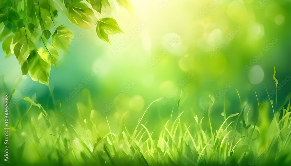 Peace manifests itself in lush green fields bathed in soft sunlight. The foreground shows a close-up view of bright green grass, generative ai Peace manifests itself in lush green fields bathed in soft sunlight. The foreground shows a close-up view of bright green grass, generative ai