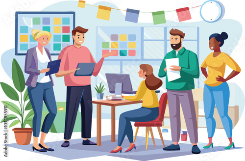 group of people working together vector illustration.