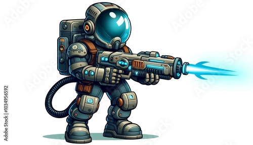 Next-Gen Soldier Cartoon Character with Plasma Gun