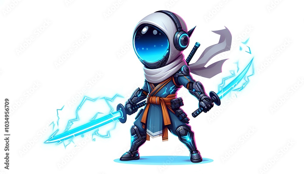 Ninja of the Future Cartoon Character with Energy Sword Ninja of the Future Cartoon Character with Energy Sword