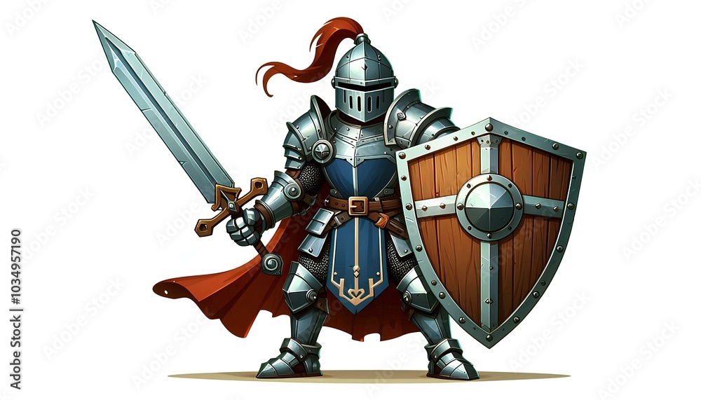 Naklejka premium Playful Medieval Knight in Gaming Style