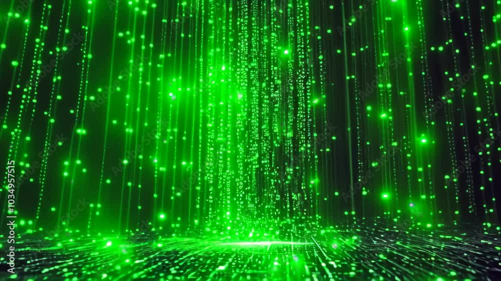 This Video showcases a vibrant green and black background filled with a multitude of numbers, Green code raining down a black screen, Matrix-like scene This Video showcases a vibrant green and black background filled with a multitude of numbers, Green code raining down a black screen, Matrix-like scene