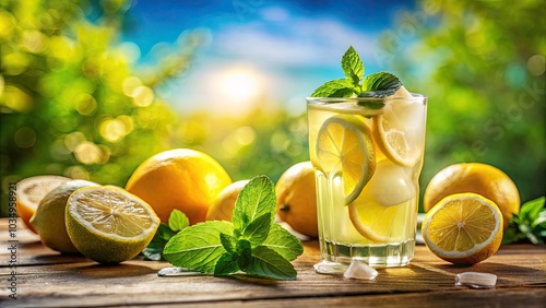 Refreshing Summer Lemonade with Fresh Lemons, Mint, and Lime - A Perfect 4K Video Experience of a Cool Citrus Drink for Hot Days
