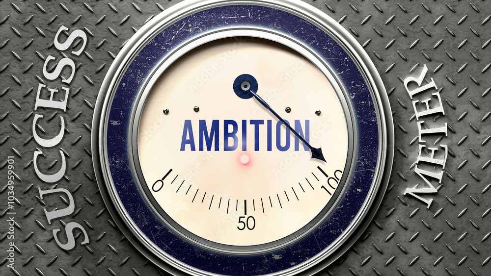 Obraz premium Ambition and Success that is hitting a full scale, showing a very high level of ambition, overload of it, too much of it. Maximum value, off the charts. ,3d illustration