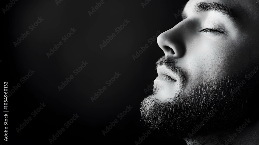 Growth mindset and positive thinking concept. A person with their eyes closed, focusing on a bright light inside their mind despite the darkness outside. Growth mindset and positive thinking concept. A person with their eyes closed, focusing on a bright light inside their mind despite the darkness outside.