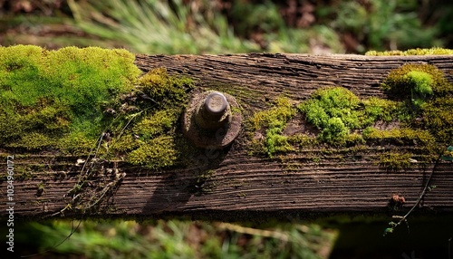 Holz Texturen Ansichten Vergrault Vermodert Verwuchert alt Moos bewachsen  photo