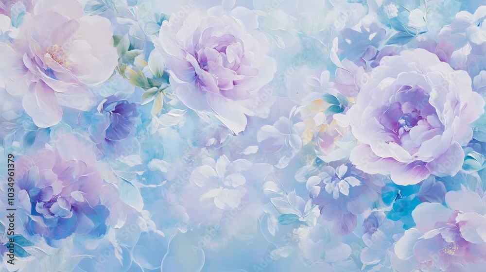 hand-drawn floral reverie in dreamy pastels light blue and purple blooms dance across the canvas, their edges softly blurred playful leaves and tendrils weave through, creating a mesmerizing, hand-drawn floral reverie in dreamy pastels light blue and purple blooms dance across the canvas, their edges softly blurred playful leaves and tendrils weave through, creating a mesmerizing,