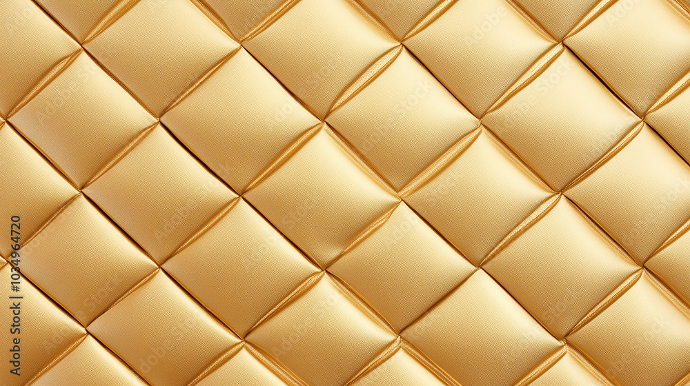 Fototapeta premium A luxurious image featuring a golden quilted pattern with diamond-shaped stitches.