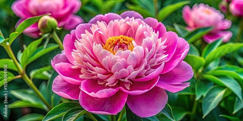 Stunning Panoramic View of Beautiful Pink Peony Flower Background for Floral Design and Nature Lovers, Perfect for Home Decor, Wallpaper, and Botanical Art Enthusiasts