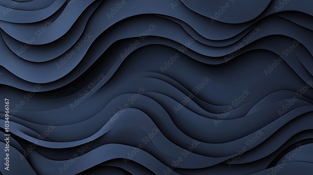 Obraz premium Abstract Blue Waves with Smooth Curves and Layers