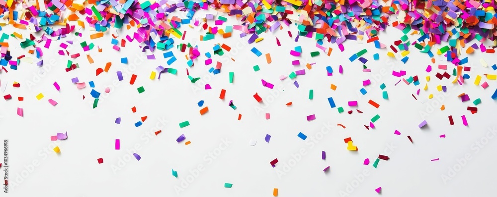 Colorful confetti scattered on white background. Colorful confetti scattered on white background.