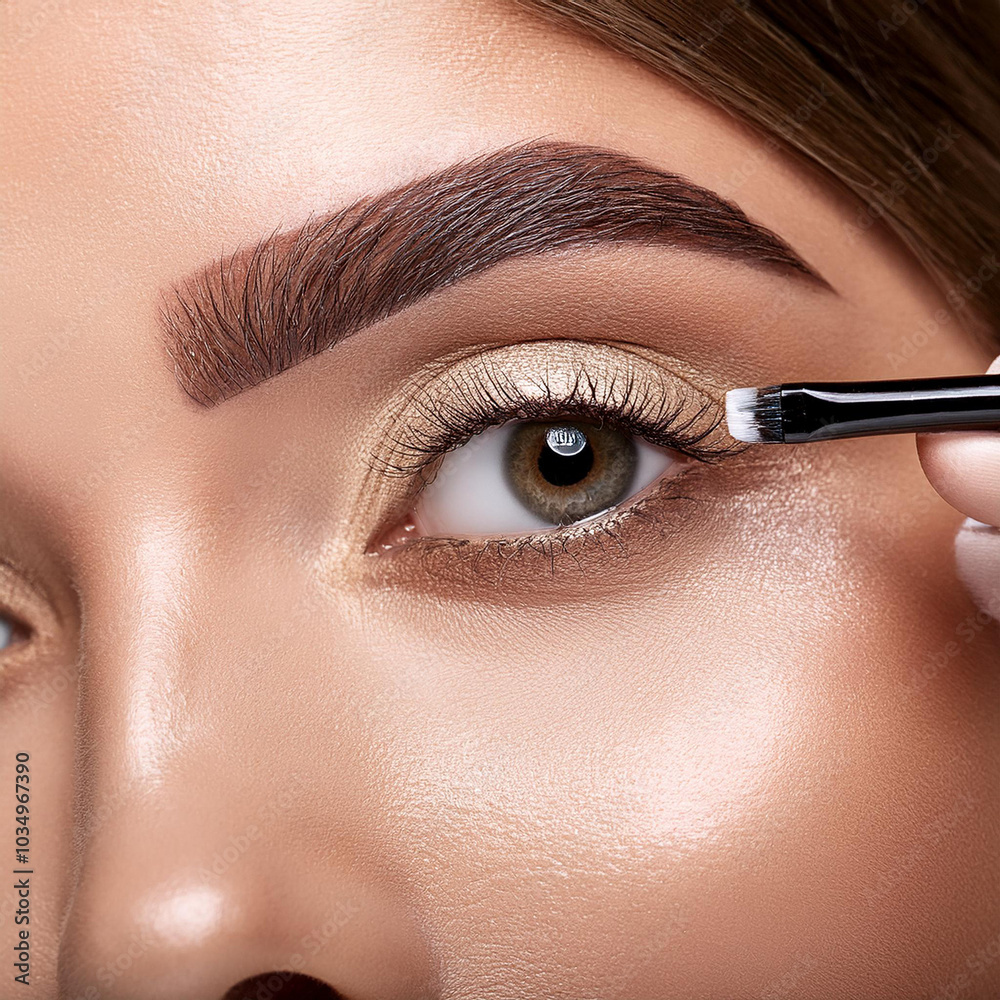 Naklejka premium Masterful Eyebrow Grooming Close-Up Artistry