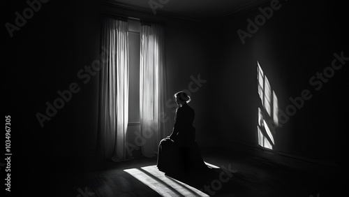 Wallpaper Mural The woman sat with her back to her news uniform and the light from the window hit her body Torontodigital.ca