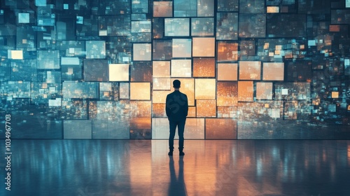 Wallpaper Mural Silhouette of a Person Standing in Front of a Digital Wall Torontodigital.ca