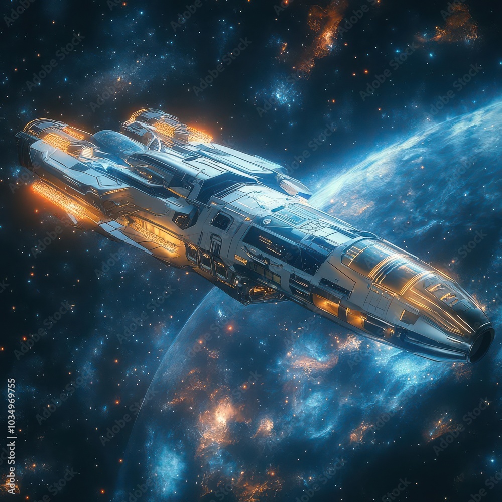 Obraz premium Visualize A Spaceship In Space,