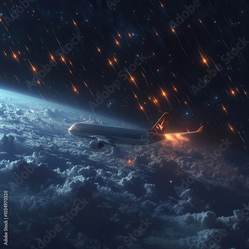 Wallpaper Mural Flying Amidst Dark Meteors Torontodigital.ca