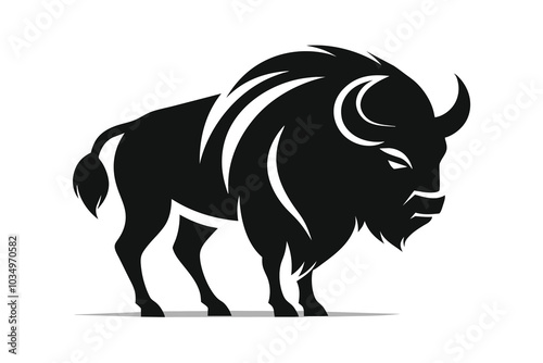 Animal logo vector art illustration with an Buffalo icon E.eps