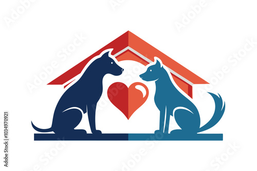 Animal shelter made up of the silhouette of a dog F.eps