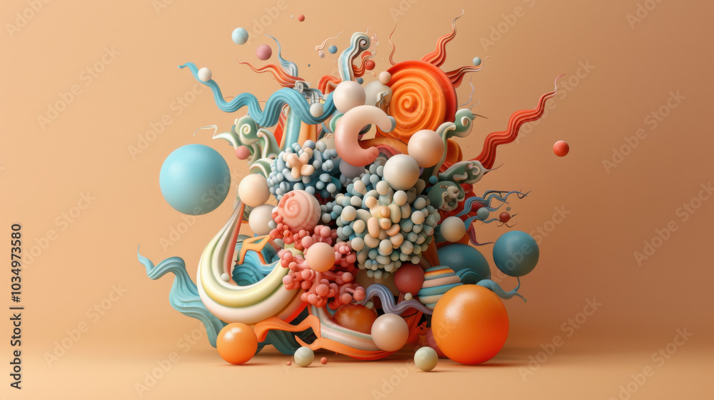 Fototapeta premium Abstract 3D Colorful Shapes and Spheres