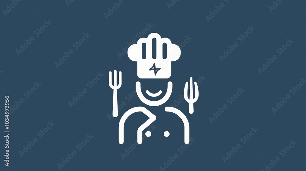 Icon depicting a person with a chef's hat and cooking utensils, representing roles in culinary arts and food service. Icon depicting a person with a chef's hat and cooking utensils, representing roles in culinary arts and food service.
