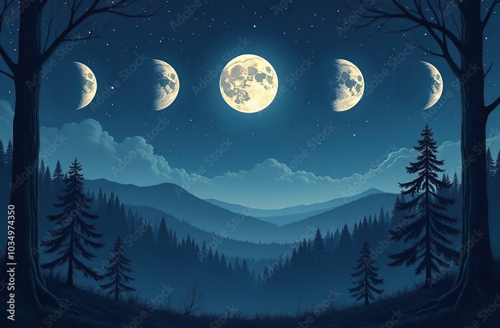 Phases of the Moon. Moon lunar cycle. Phases of the Moon. Moon lunar cycle.