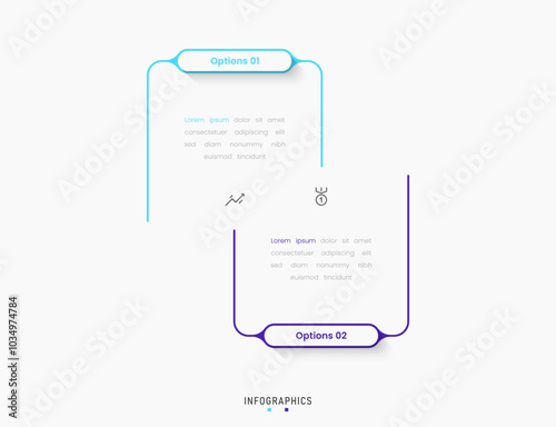 Vector Infographic label design template with icons and 2 options or steps. Can be used for process diagram, presentations, workflow layout, banner, flow chart, info graph.