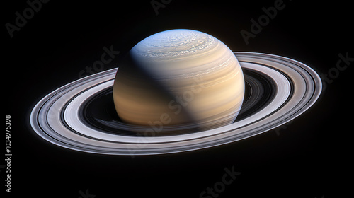 saturn with rings in space 3d render with detailed planet texture  isolated on black background