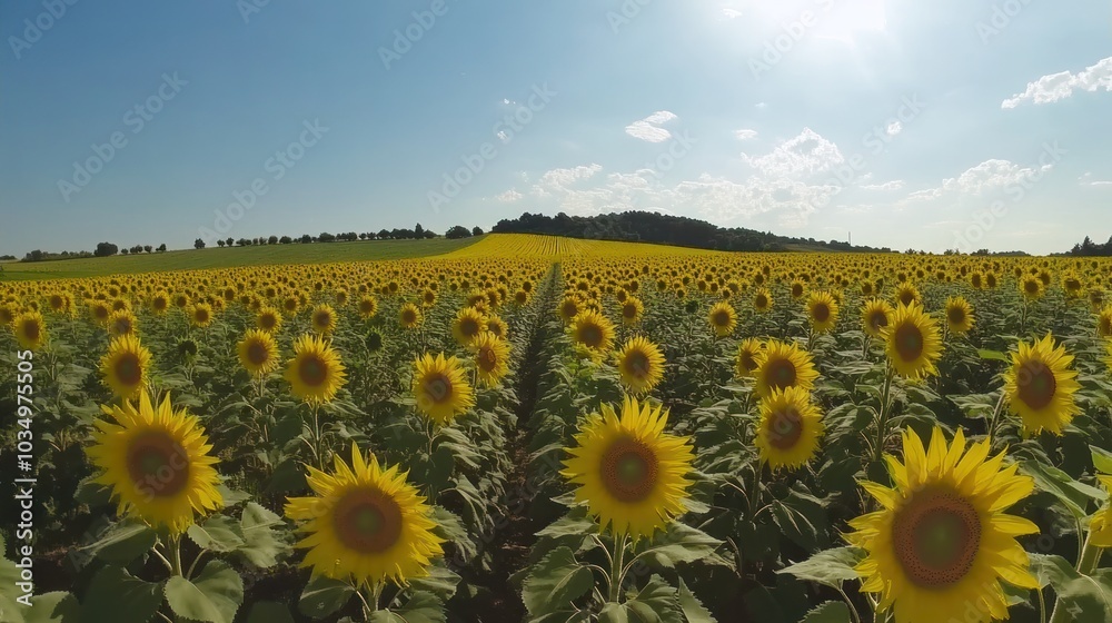Fototapeta premium A Field of Sunflowers Under a Blue Sky