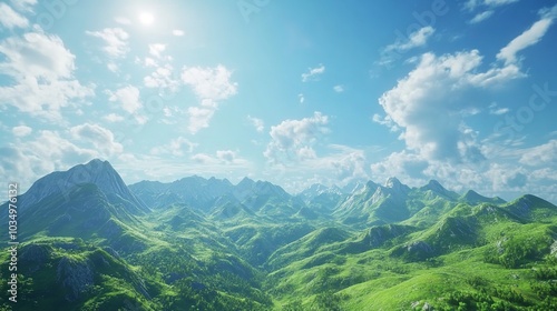 World Environment Day Concept - Green Mountains and Beautiful Scenery