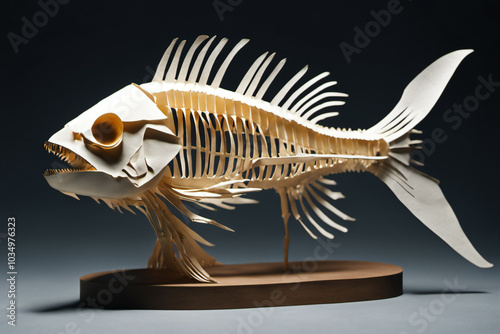Paper fish skeleton figurin...