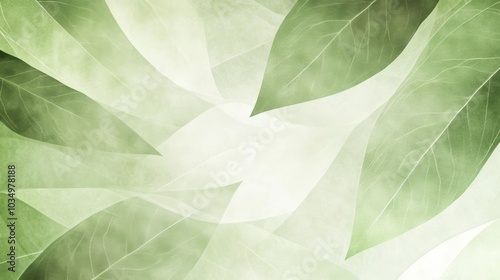 A serene, abstract design featuring overlapping green leaves, creating a soft, calming atmosphere.