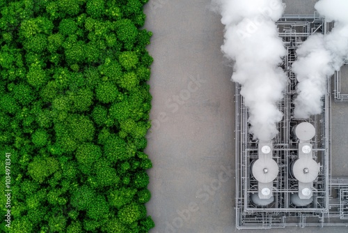 Aerial view of biofuel plant, sustainable energy, eco-friendly processing