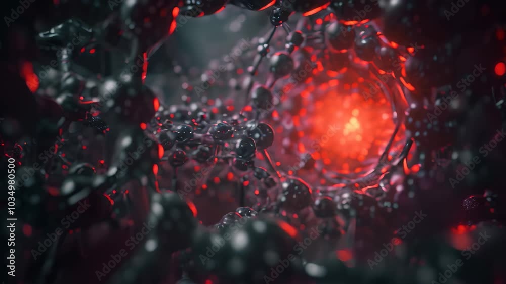 This close up Video showcases the intricate details of a ball of liquid, capturing its unique properties and textures, Nanoparticles self-assembling into a larger structure This close up Video showcases the intricate details of a ball of liquid, capturing its unique properties and textures, Nanoparticles self-assembling into a larger structure